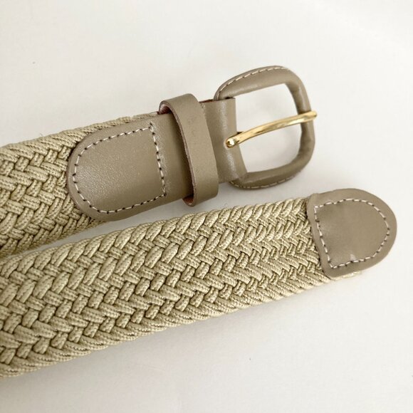 Vintage Braided Womens Belt Cream Beige Tan Size 30 S/M 27-33" Leather Taiwan - Picture 7 of 11